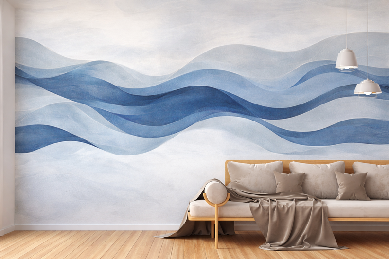Ocean Blue Waves Mural