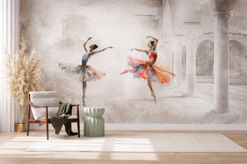 Ballerina Mural Dance in Colors Wallpaper