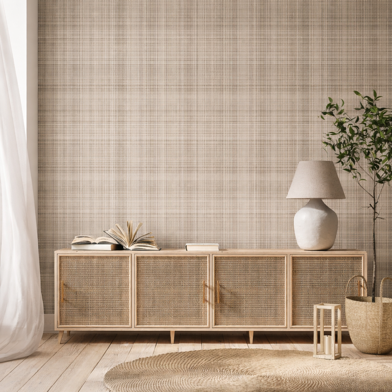 Wallpaper Neutral Checkered Beige and Brown