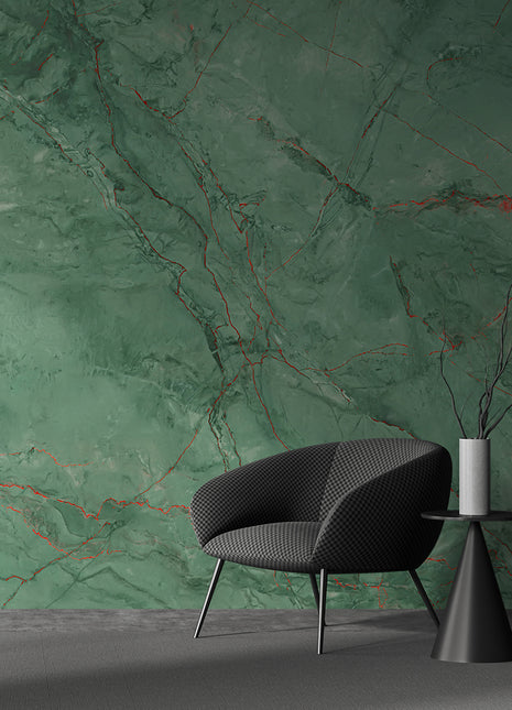 Green Elegance Terracotta Veined Marble Wallpaper