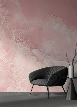 Enchanting Blush Pink & Withe Marble Wallpaper