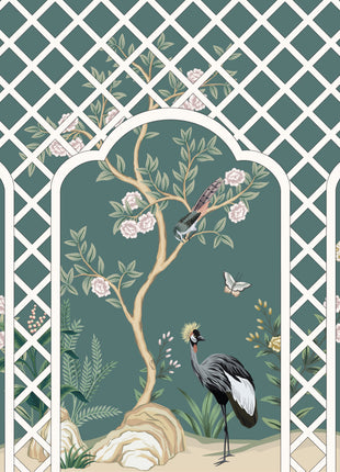 Elegant Chinoiserie Garden Panels Mural