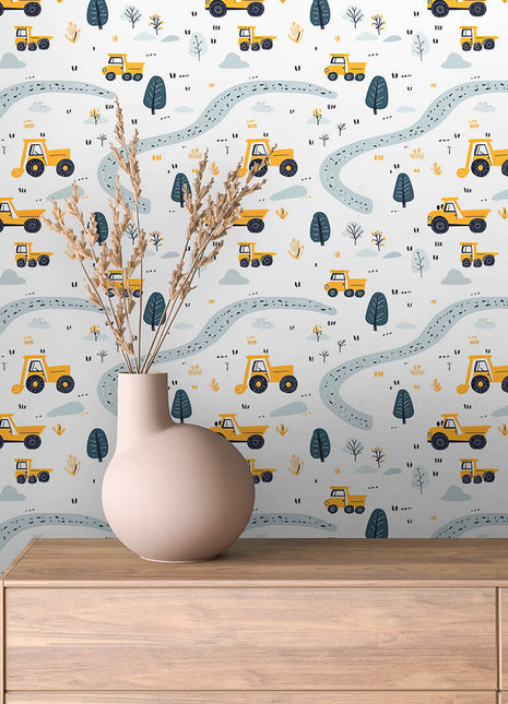 On the Road – Peel & Stick Kids’ Car Wallpaper