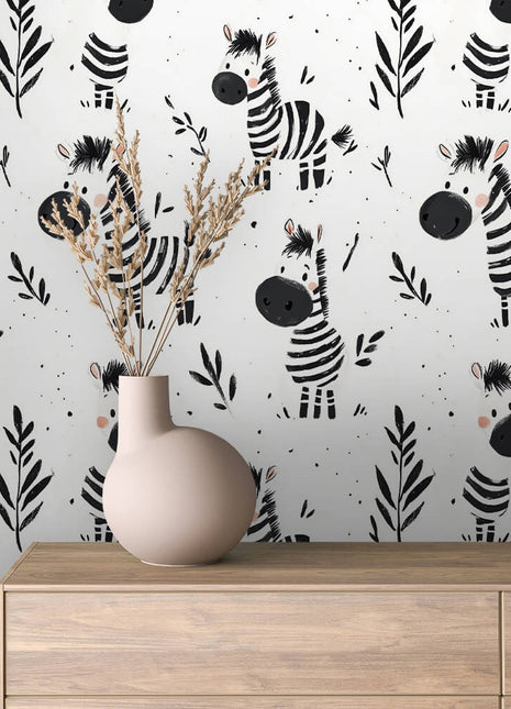 Safari Zebra – Cheerful Wallpaper for Kids’ Spaces
