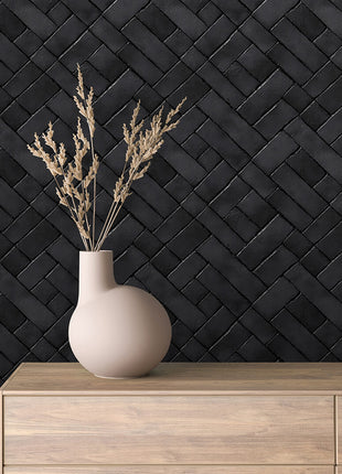 Luxury Brick Black Wallpaper