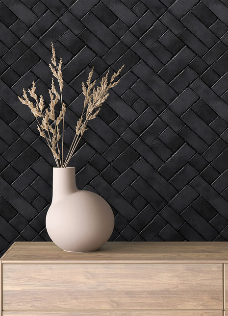 Luxury Brick Black Wallpaper