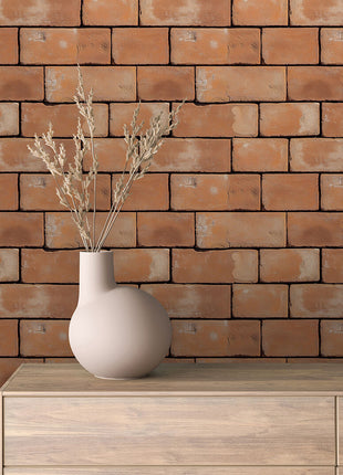 Orange Brick Rustic Wallpaper