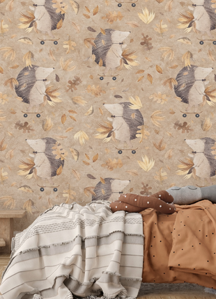 Autumn Hedgehog Adventure Kids Wallpaper