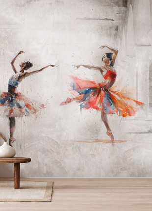 Ballerina Mural Dance in Colors Wallpaper
