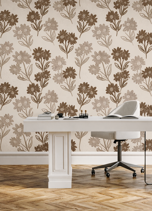 Brown Floral Wallpaper
