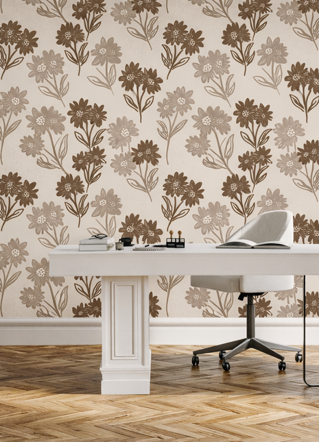 Brown Floral Wallpaper