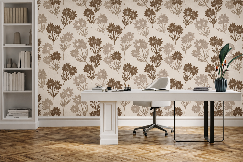 Brown Floral Wallpaper