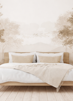 Beige Tropical Forest Mural
