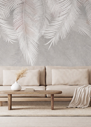 Palm Whisper Neutral Mural