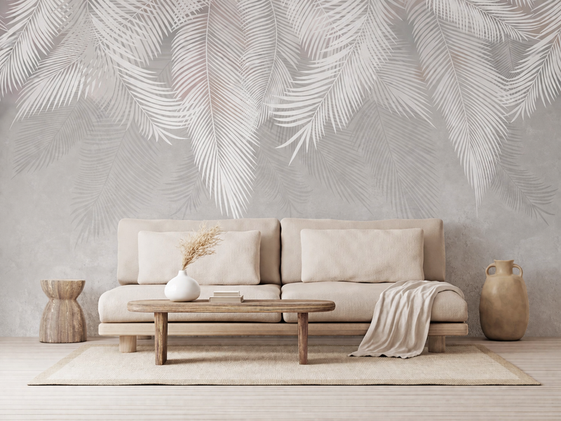 Palm Whisper Neutral Mural
