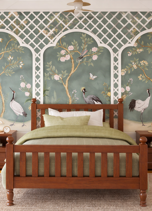 Elegant Chinoiserie Garden Panels Mural