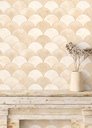Scallop Harmony Beige Wallpaper