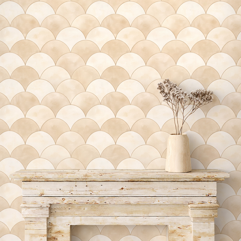 Scallop Harmony Beige Wallpaper