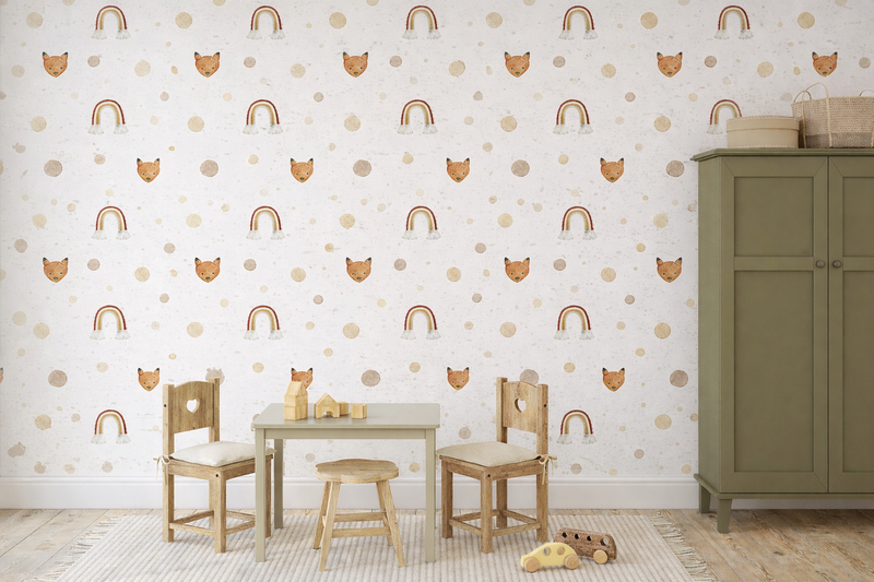 Little Fox & Rainbow Whimsy Wallpaper