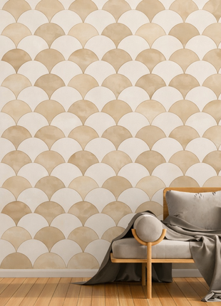 Scallop Harmony Beige Wallpaper