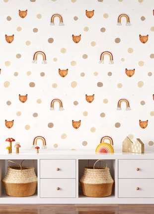 Little Fox & Rainbow Whimsy Wallpaper