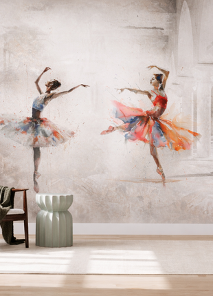 Ballerina Mural Dance in Colors Wallpaper