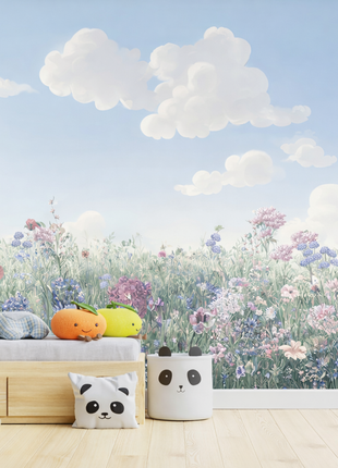 Mural Blossom Sky Meadow