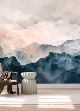 Watercolor Mountain Mural