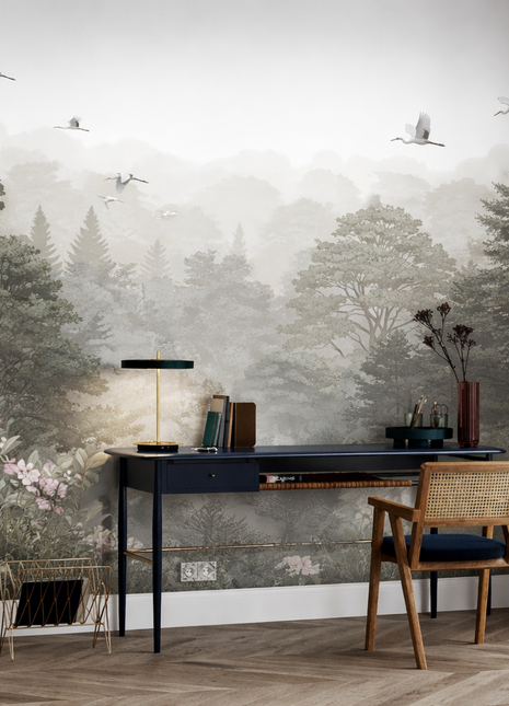 Misty Woodland Serenity Mural