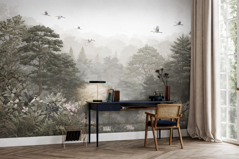 Misty Woodland Serenity Mural