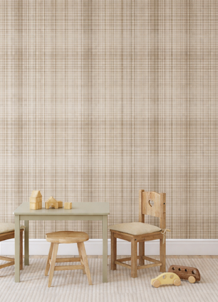 Wallpaper Neutral Checkered Beige and Brown