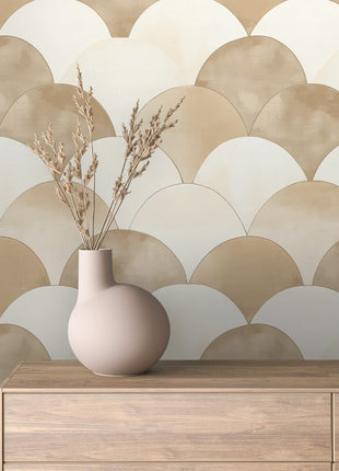Scallop Harmony Beige Wallpaper