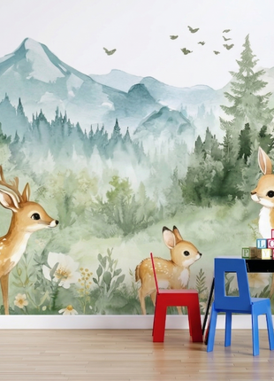 Woodland Deer Forest Mural Wallpaper