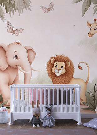 Wallpaper Mural Baby Room Cute Animals