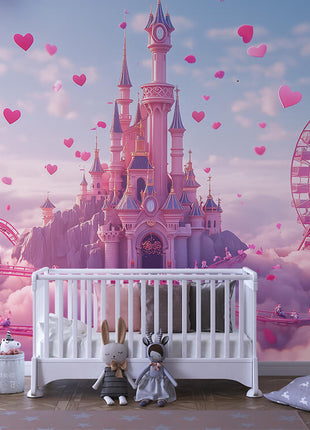 Dream Castle with Pink Ferris Wheel – A Magical World on Your Walls