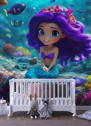 Ocean Princess – Peel & Stick Mural with Cute Mermaids & Sea Life