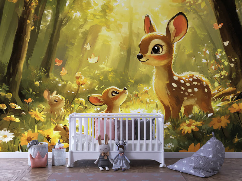 Colorful Animal World – Watercolor Peel & Stick Wallpaper for Kids