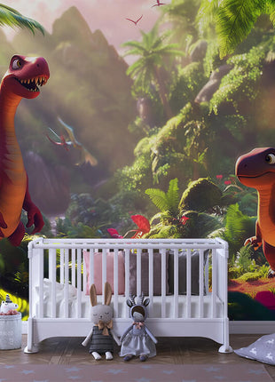 Dino Park – Playful Peel & Stick Mural with Cute Dinosaurs