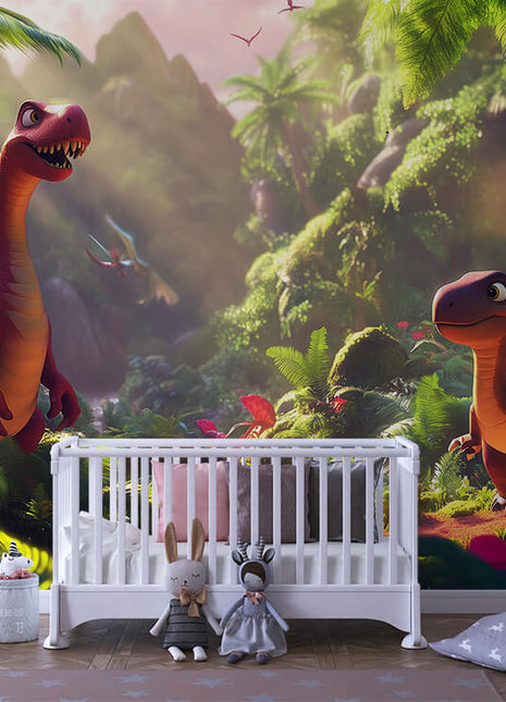 Dino Park – Playful Peel & Stick Mural with Cute Dinosaurs