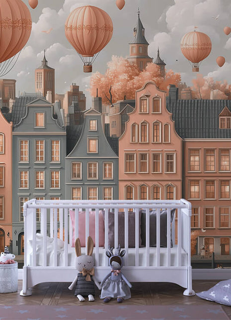 City of Balloons – Magical Peel & Stick Wallpaper for Kids' Room