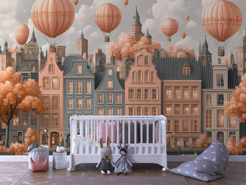 City of Balloons – Magical Peel & Stick Wallpaper for Kids' Room