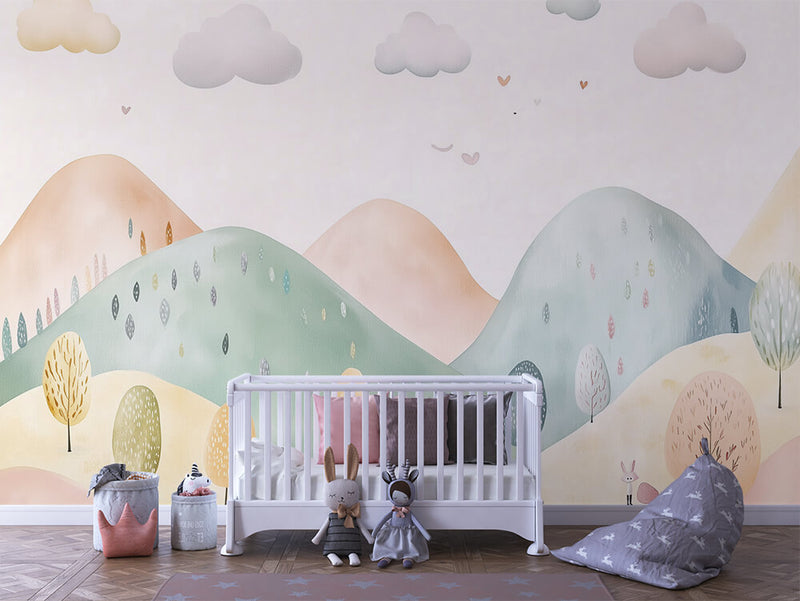 Adventure Peaks – Fun Mountain Wall Mural for Little Explorers