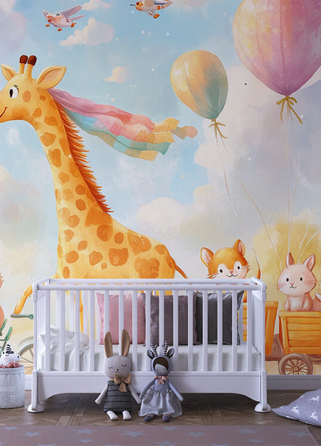 Playful Giraffe & Friends – Peel & Stick Mural for Happy Kids' Rooms