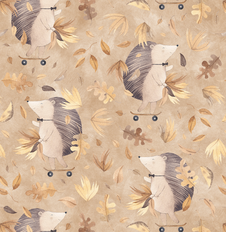 Autumn Hedgehog Adventure Kids Wallpaper